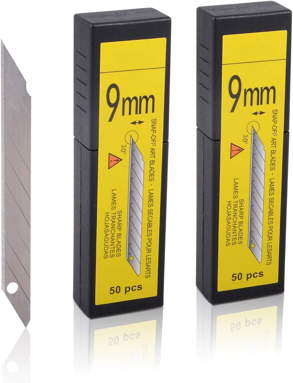 100PCS 30 Degree Carbon Steel Snap off Blades 9Mm for Box Cutters Utility Knife Universal Art Knife Replacement Black Blades