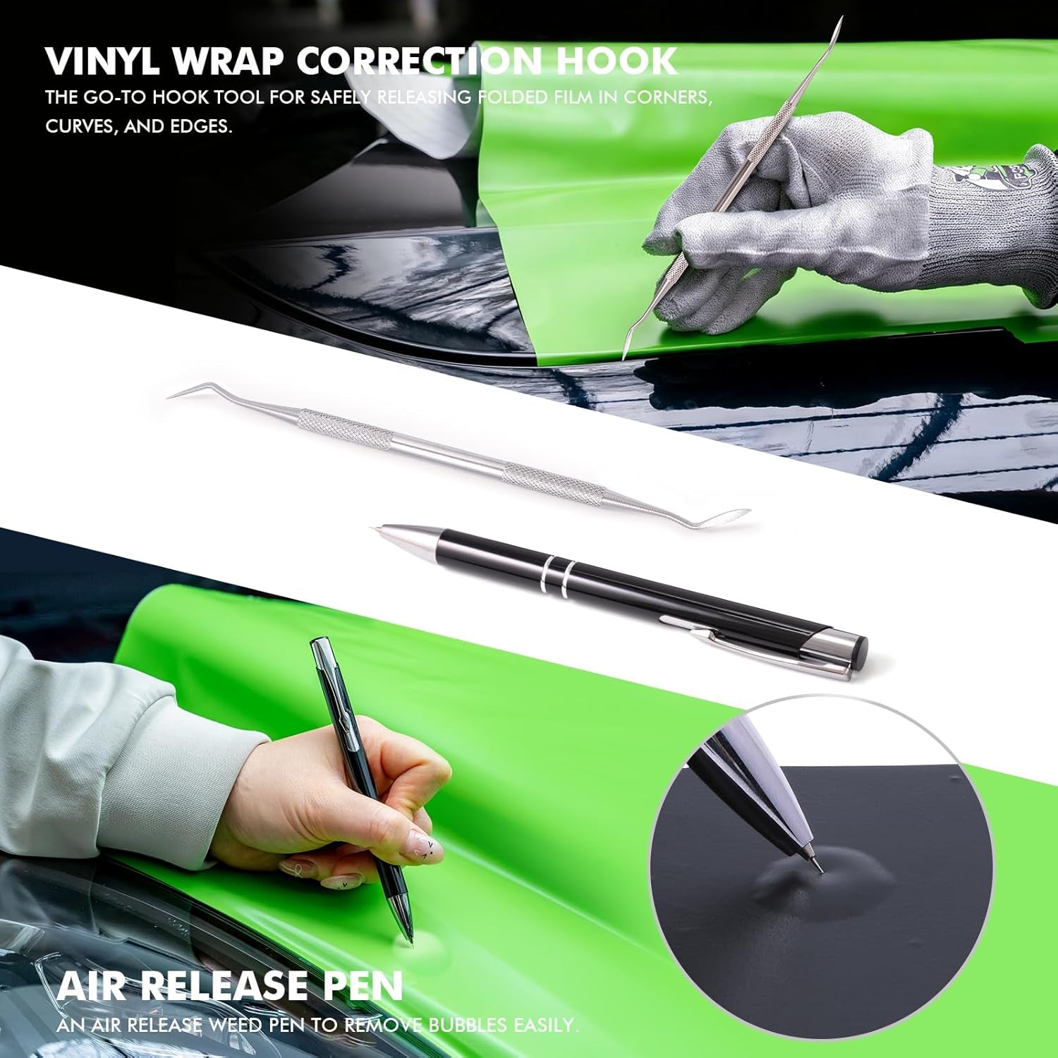 Vinyl Wrap Tool Kits Knife Less Tape 50M (164Ft), Felt & Card Squeegee, PPF Squeegee & Tucking Tool, Exacto Knife, Plastic Scraper, Gloves, Magnets for Car Wraps Wrapping Window Tint Kit