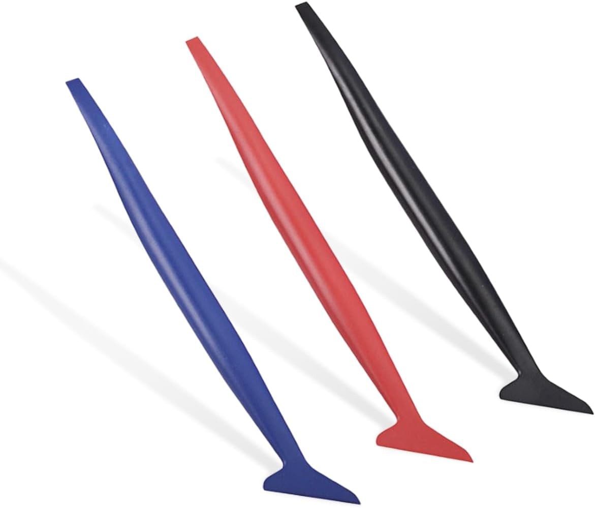 3PCS Car Micro Squeegee Curves Slot Tint Tool Set, Auto Vinyl Wrap Tool Kit, 3 in 1 Flexible Vinyl Applicator Tool with Different Hardness for Car Wrapping, Window Tinting