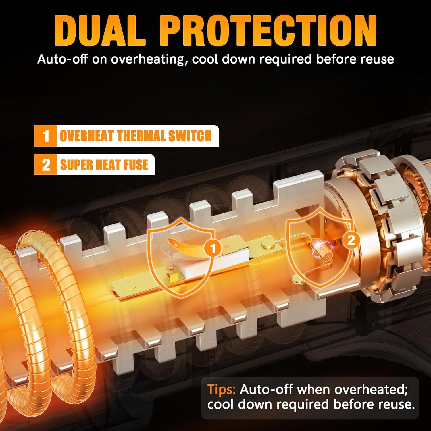 Heat Gun -  Dual Protection Fuses 1800W Heavy Duty Fast Heat Hot Air Gun with 752℉&1112℉ Dual-Temperature Settings and 4 Nozzles with Overheat Protection for Crafts, Vinyl Wrap, Shrink Tubing
