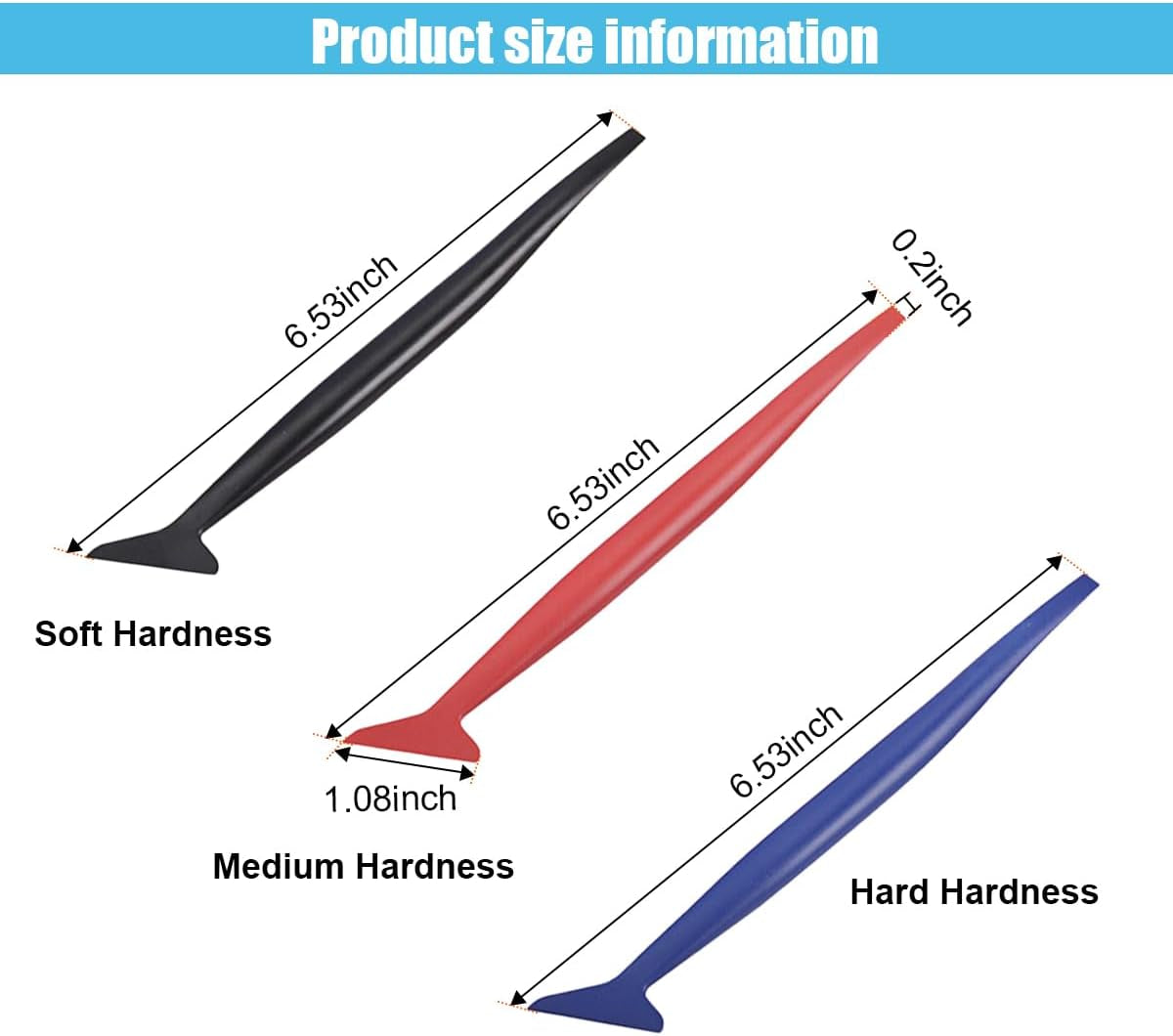 3PCS Car Micro Squeegee Curves Slot Tint Tool Set, Auto Vinyl Wrap Tool Kit, 3 in 1 Flexible Vinyl Applicator Tool with Different Hardness for Car Wrapping, Window Tinting
