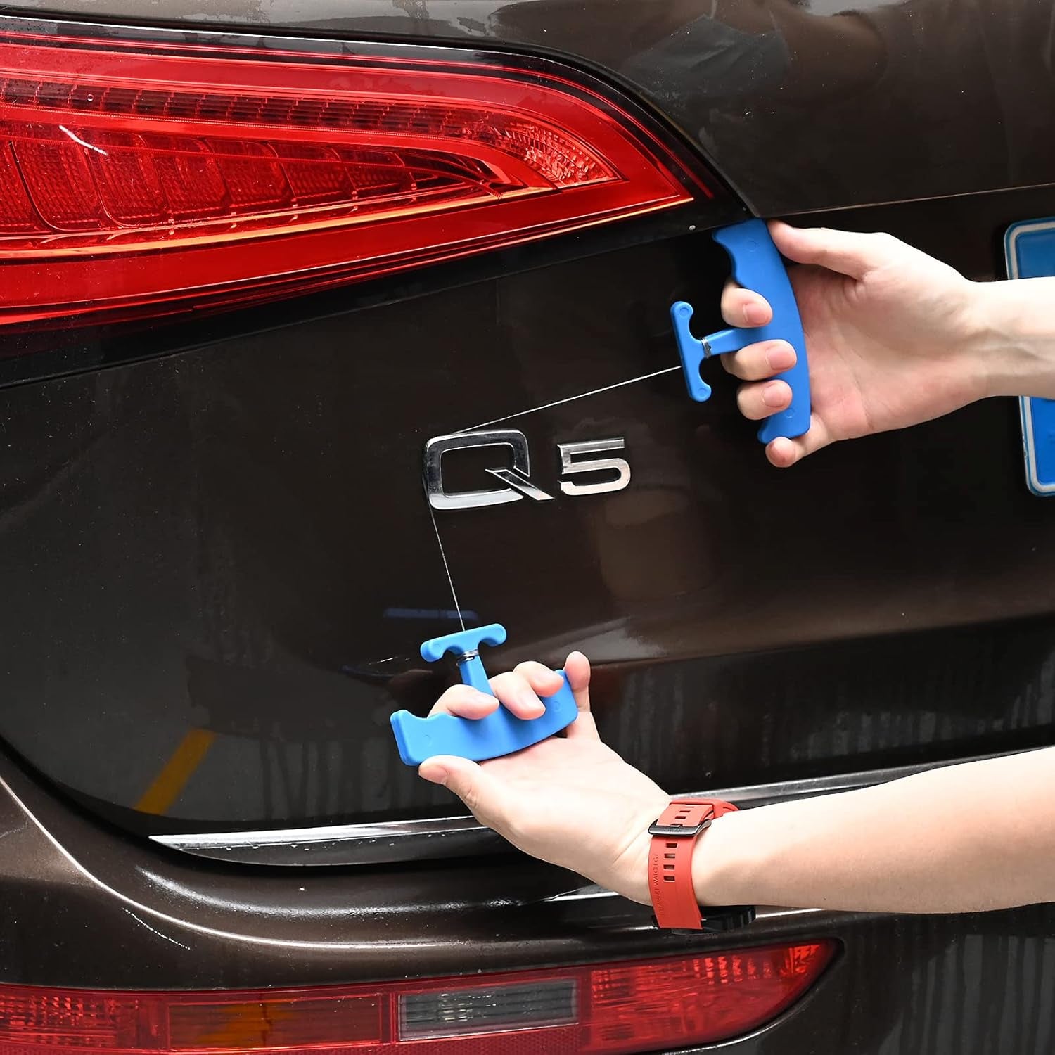 Plateline Remover Car Emblem Removal Tool with 5PCS 60CM PE Cord for Easily Remove Vehicle Logos, Nameplates, Badges and Paste Signs Plates, Plastic Ergonomic Shape Aid Vinyl Wrap Tools