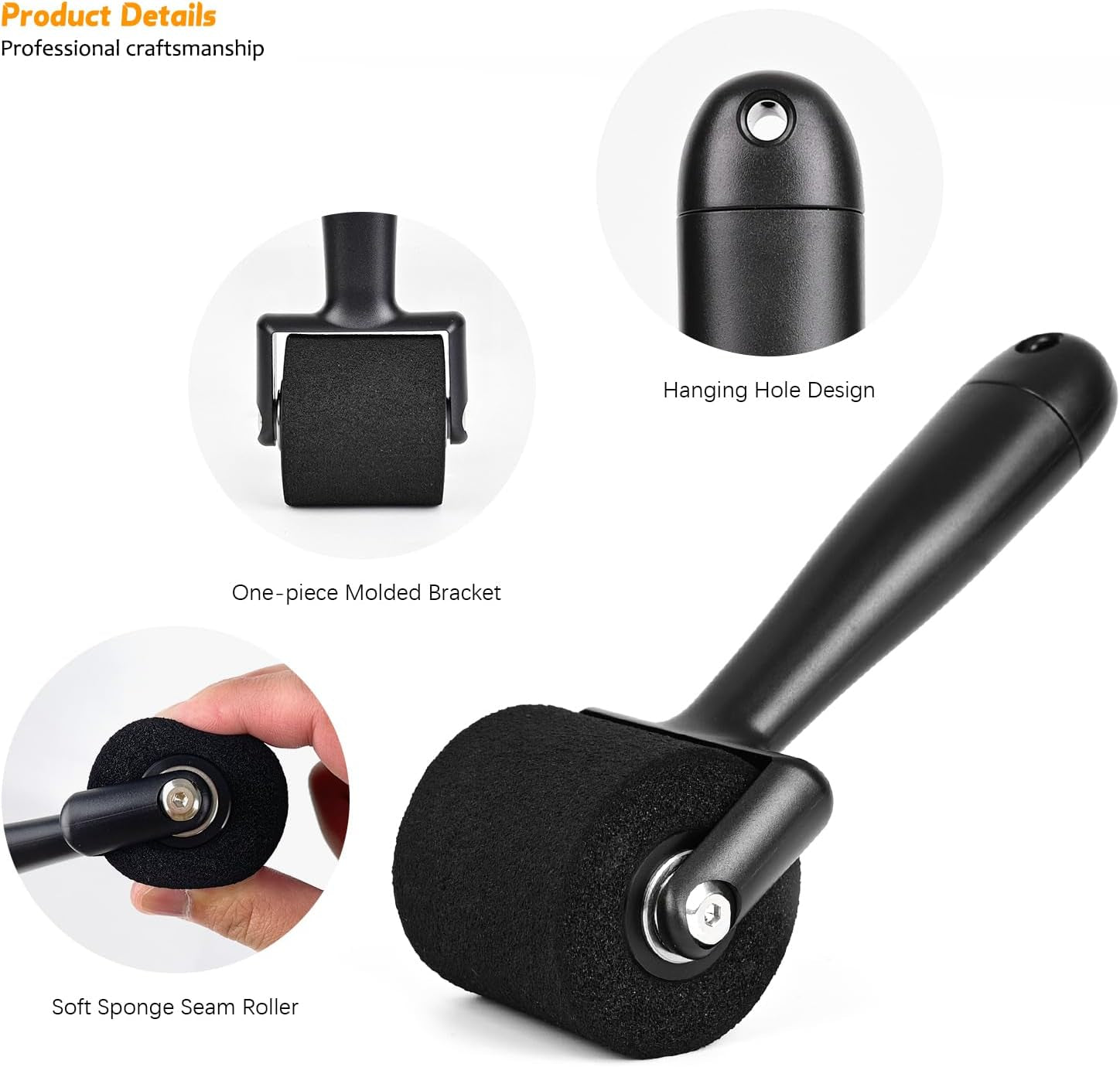 Sponge Seam Roller 2PCS Sewing Seam Rippers Paint Rollers, Small Paint Roller Tool Vinyl Wheel Roller for Wall Painting,Car Wraps, Film Tinting or Wallpaper, Print, Ink and Stamping Roller Tool