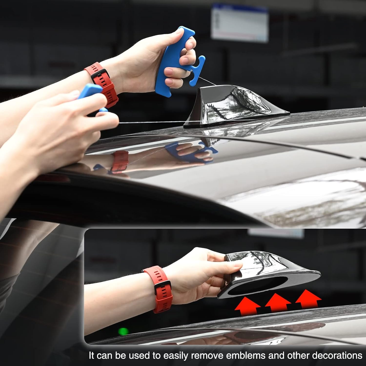 Plateline Remover Car Emblem Removal Tool with 5PCS 60CM PE Cord for Easily Remove Vehicle Logos, Nameplates, Badges and Paste Signs Plates, Plastic Ergonomic Shape Aid Vinyl Wrap Tools