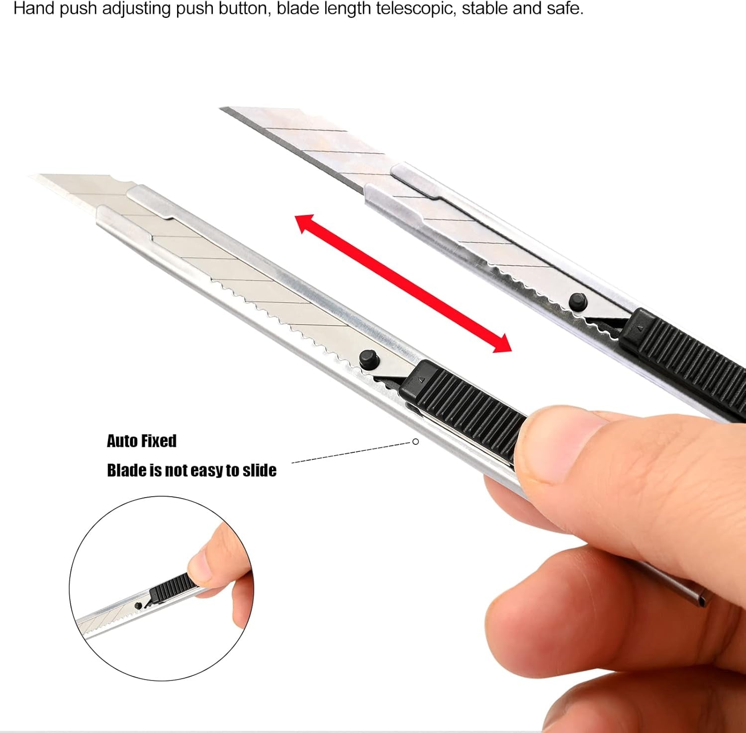 Utility Knife Retractable with 30 Degree Snap off Blade 9MM Box Cutter Knife, Office Vinyl and Paper Cutting Craft Knives, Pack of 3