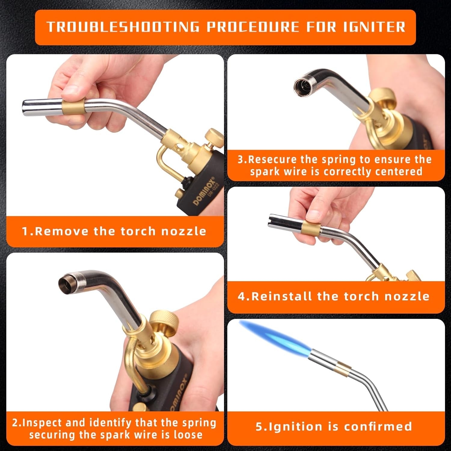 Propane Torch Head, High Intensity Torch Head Trigger Start Gas Torch, Map Gas Torch Kit for Propane, Map and Mapp Gas, Mapp Gas Torch for Soldering, Welding, Cooking (Not Included Gas Tank)