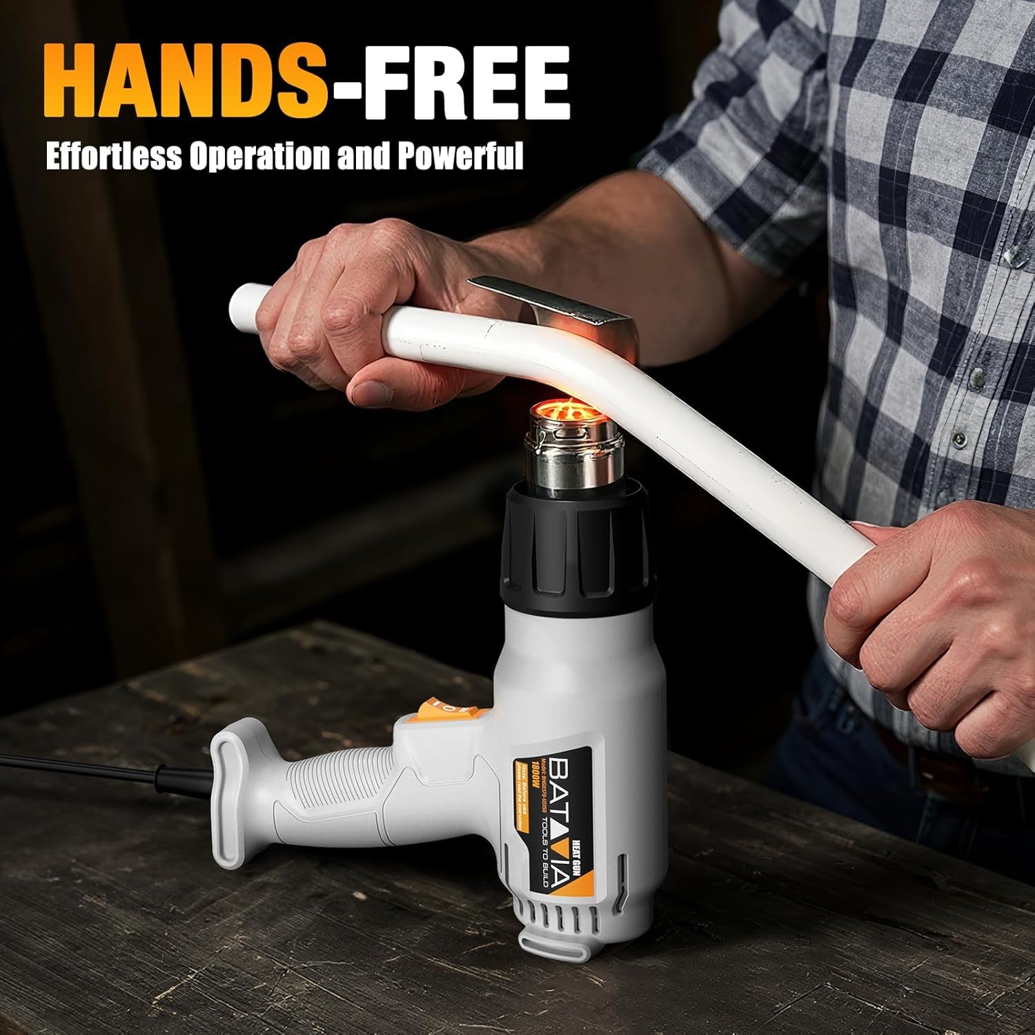 Heat Gun -  Dual Protection Fuses 1800W Heavy Duty Fast Heat Hot Air Gun with 752℉&1112℉ Dual-Temperature Settings and 4 Nozzles with Overheat Protection for Crafts, Vinyl Wrap, Shrink Tubing