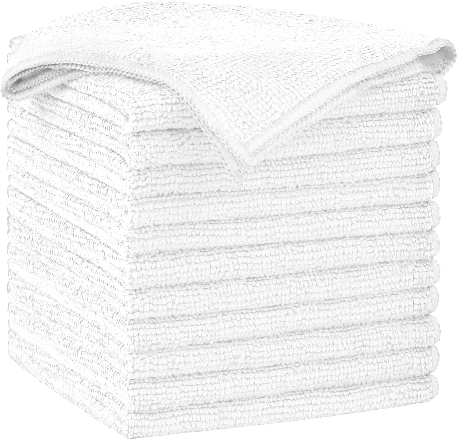 Microfiber Cleaning Cloth 100PK, Soft Microfiber Towels for Cars, Absorbent Cleaning Rags, Lint-Free Streak-Free Wash Cloths for House, Kitchen, Window(12Inx12In), White