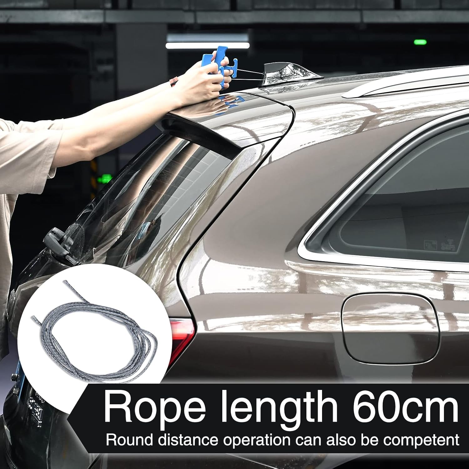 Plateline Remover Car Emblem Removal Tool with 5PCS 60CM PE Cord for Easily Remove Vehicle Logos, Nameplates, Badges and Paste Signs Plates, Plastic Ergonomic Shape Aid Vinyl Wrap Tools