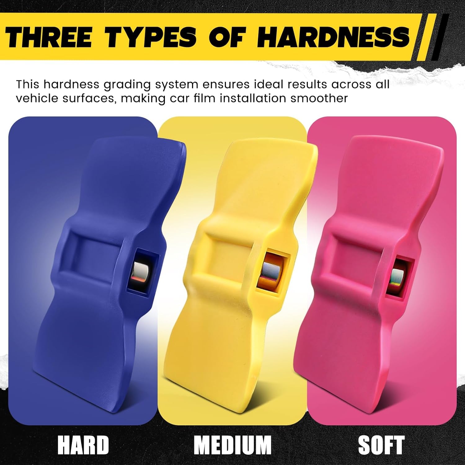 12 Pcs Magnetic Squeegees for Vinyl Car Wrap Color Change, Hard, Medium and Soft, for Different Hardness Car Films