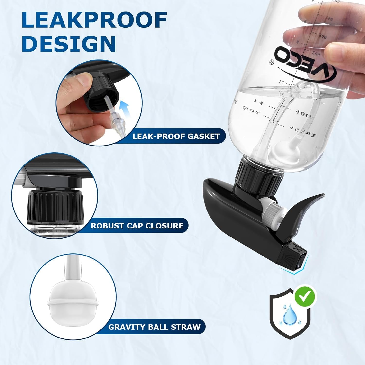 500Ml (17Oz) Graduated Spray Bottles, 4-Pack — 360° Any-Angle Spraying for Easy Dilution, Leak-Resistant Spray Bottles for Cleaning, Plants, Hair & Pet Use + Foldable Funnel