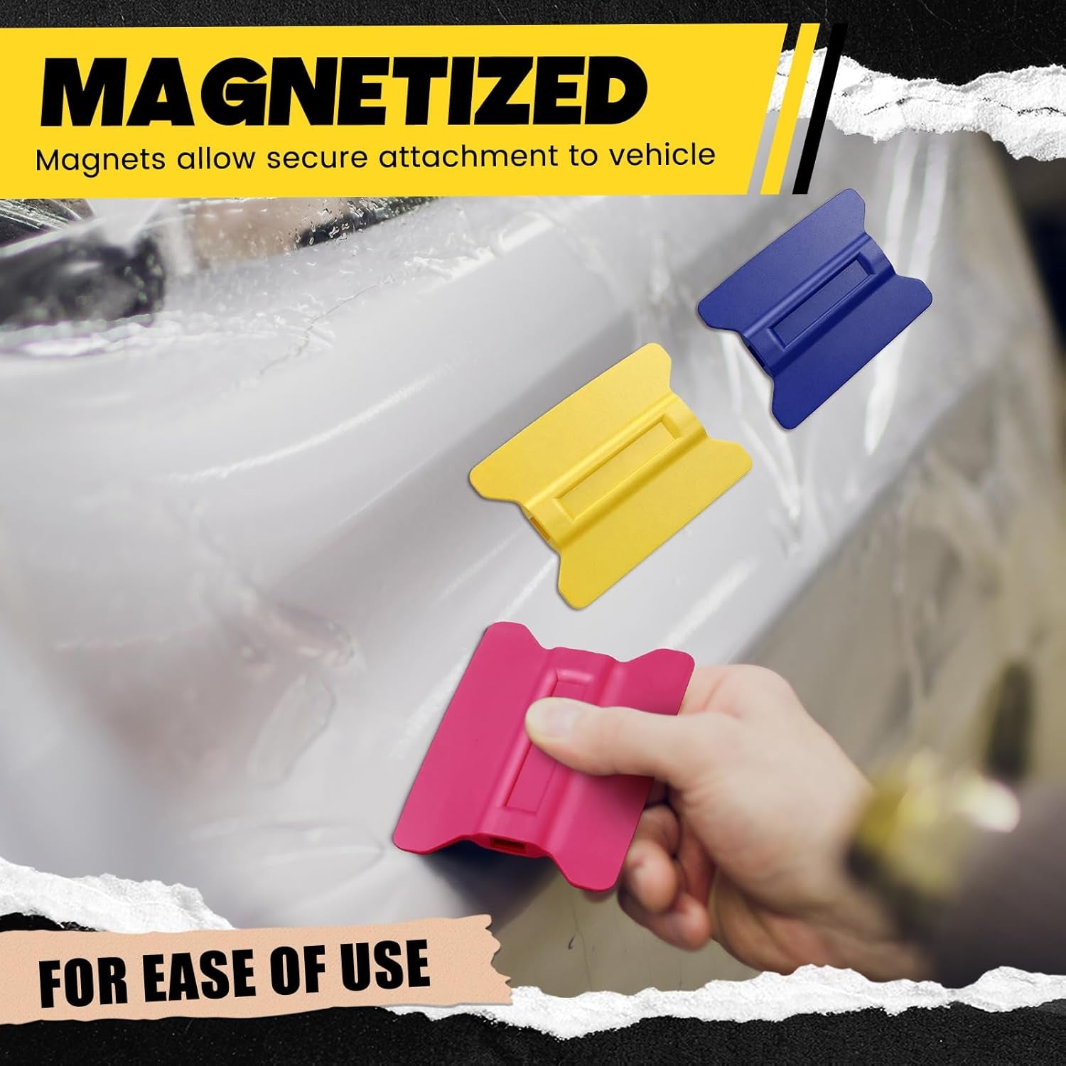 12 Pcs Magnetic Squeegees for Vinyl Car Wrap Color Change, Hard, Medium and Soft, for Different Hardness Car Films