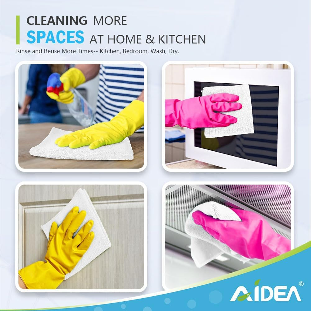 Microfiber Cleaning Cloth 100PK, Soft Microfiber Towels for Cars, Absorbent Cleaning Rags, Lint-Free Streak-Free Wash Cloths for House, Kitchen, Window(12Inx12In), White