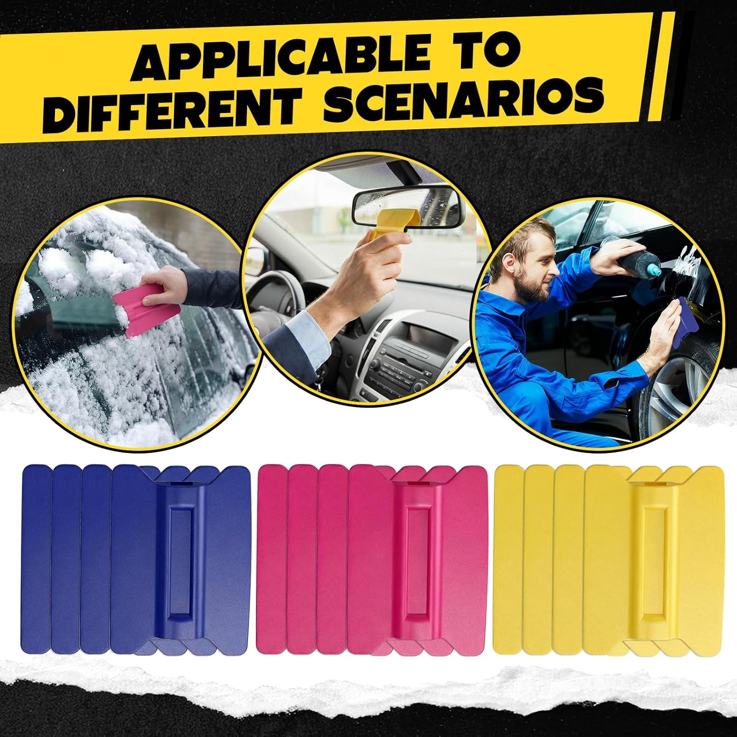 12 Pcs Magnetic Squeegees for Vinyl Car Wrap Color Change, Hard, Medium and Soft, for Different Hardness Car Films