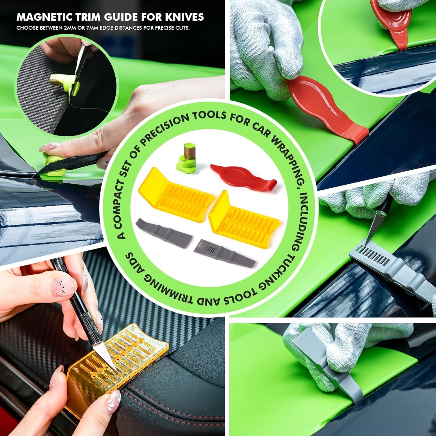 Vinyl Wrap Tool Kits Knife Less Tape 50M (164Ft), Felt & Card Squeegee, PPF Squeegee & Tucking Tool, Exacto Knife, Plastic Scraper, Gloves, Magnets for Car Wraps Wrapping Window Tint Kit