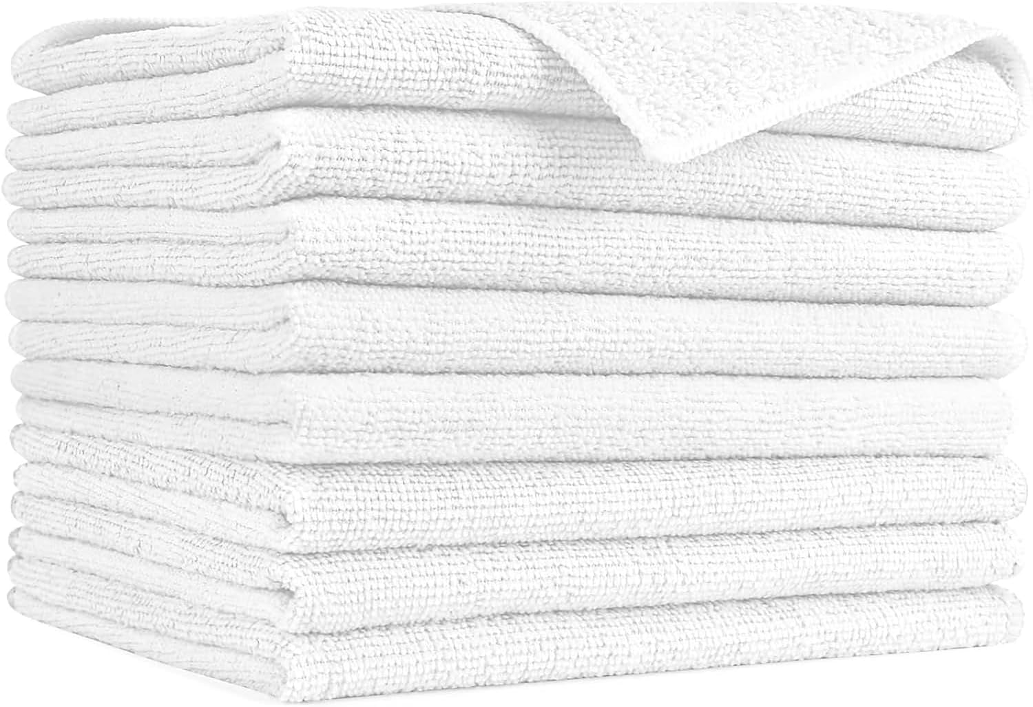 Microfiber Cleaning Cloth 100PK, Soft Microfiber Towels for Cars, Absorbent Cleaning Rags, Lint-Free Streak-Free Wash Cloths for House, Kitchen, Window(12Inx12In), White