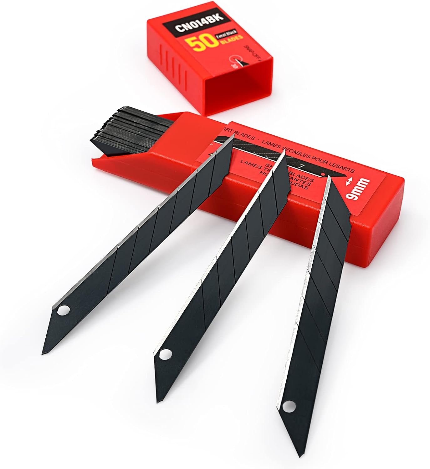 100PCS 30 Degree Carbon Steel Snap off Blades 9Mm for Box Cutters Utility Knife Universal Art Knife Replacement Black Blades