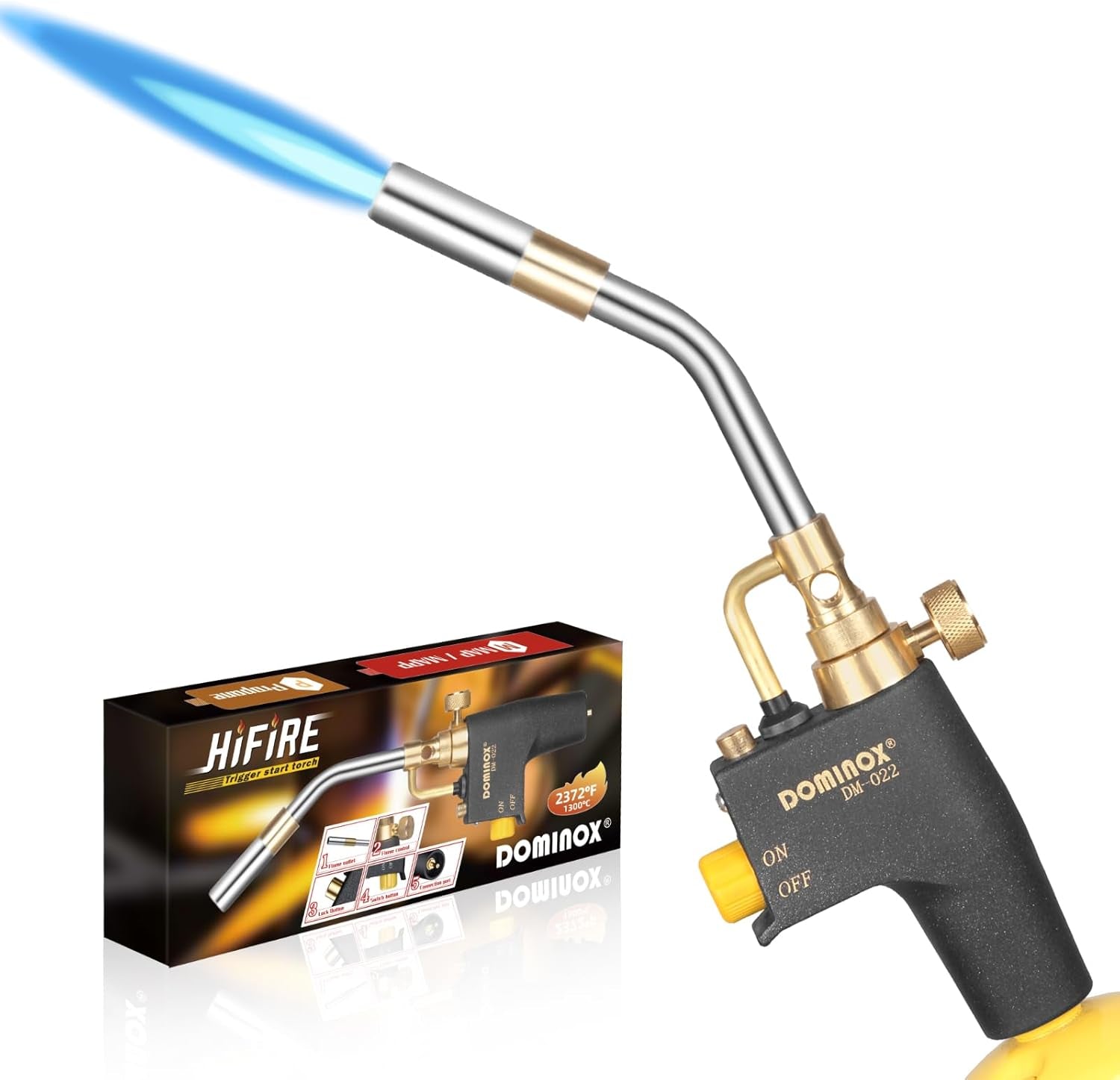 Propane Torch Head, High Intensity Torch Head Trigger Start Gas Torch, Map Gas Torch Kit for Propane, Map and Mapp Gas, Mapp Gas Torch for Soldering, Welding, Cooking (Not Included Gas Tank)