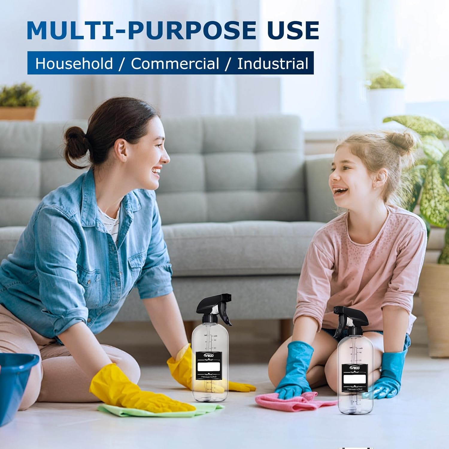 500Ml (17Oz) Graduated Spray Bottles, 4-Pack — 360° Any-Angle Spraying for Easy Dilution, Leak-Resistant Spray Bottles for Cleaning, Plants, Hair & Pet Use + Foldable Funnel