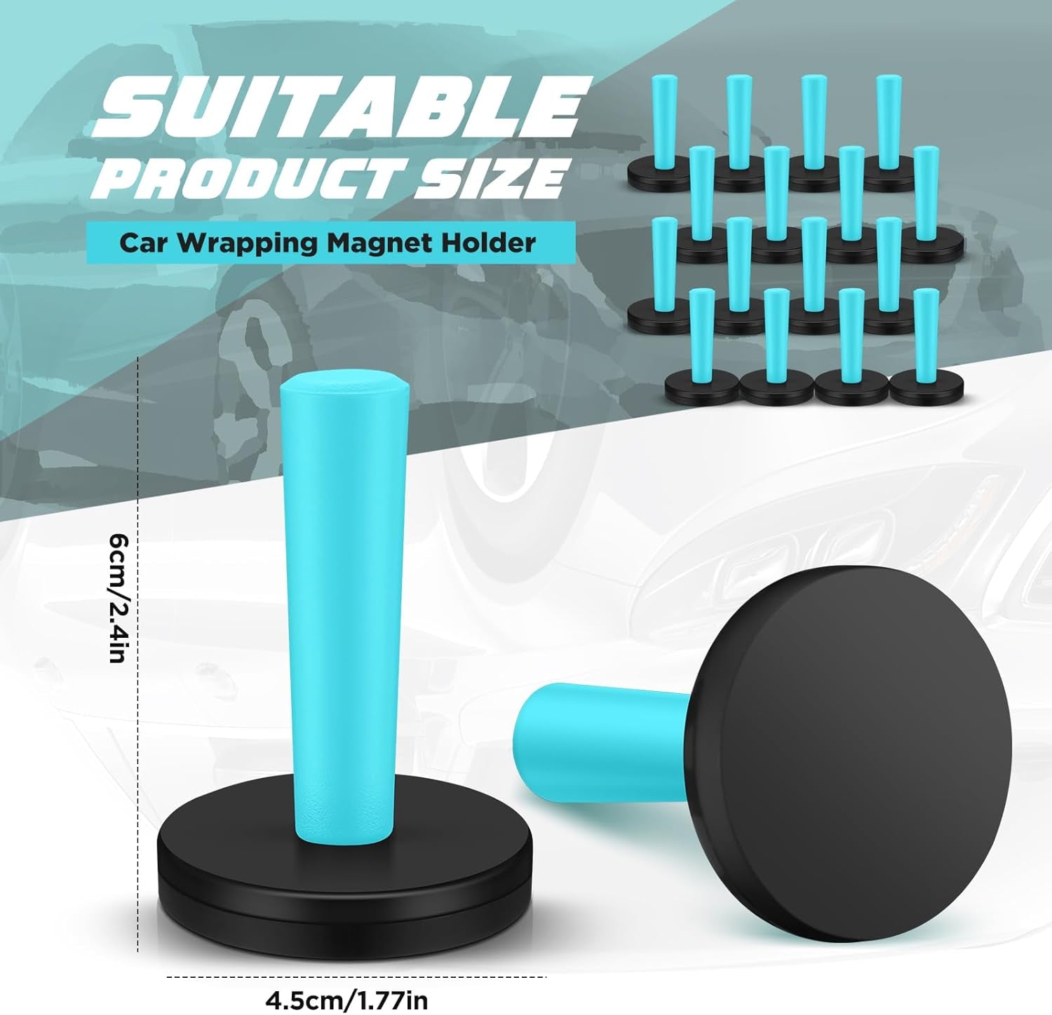 16 Pcs Cyan Car Vinyl Wrap Magnets Holder Tool Kits for Car Wrapping and Crafts Sign Making Window Tint Tools Magnets