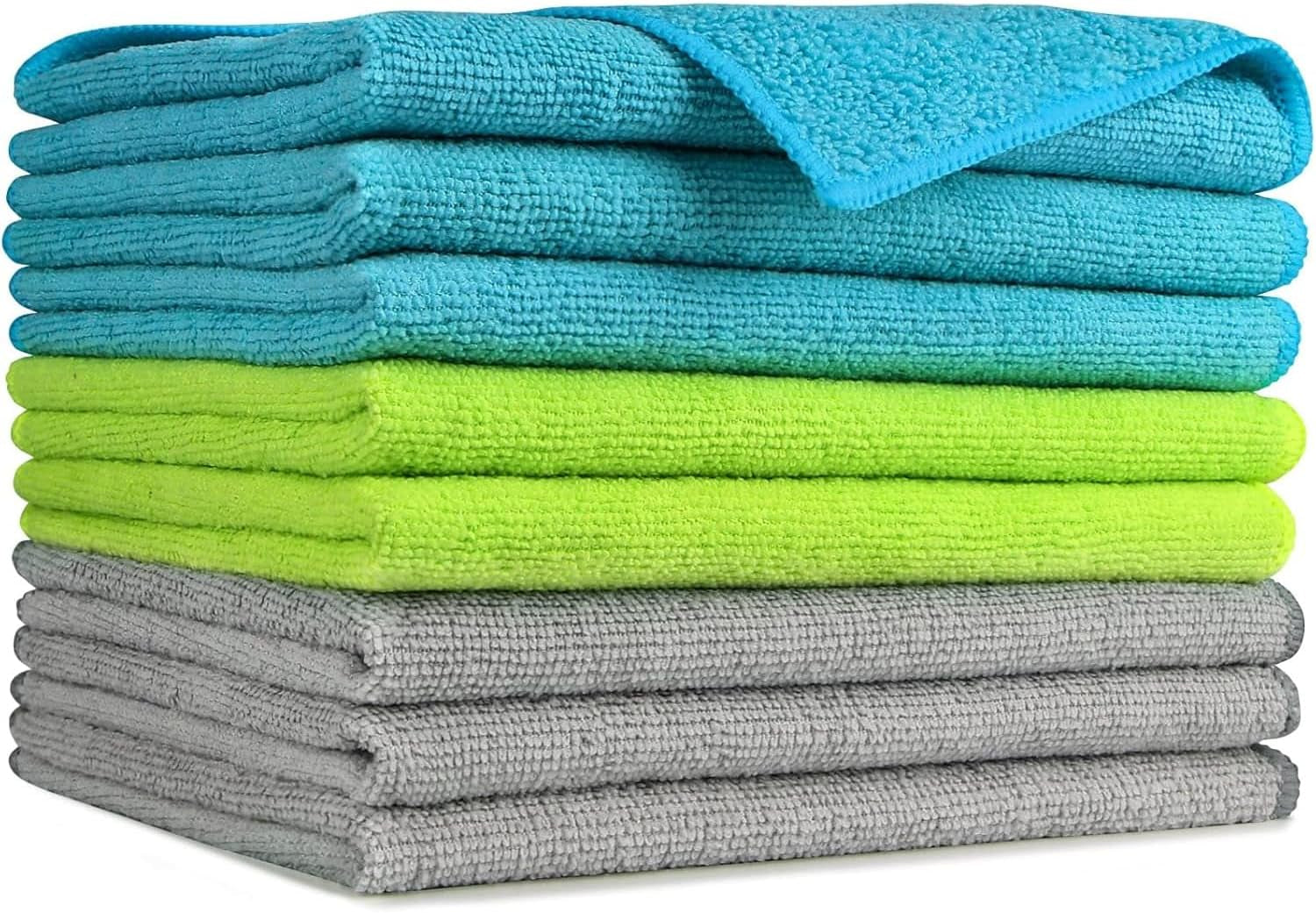 Microfiber Cleaning Cloth 100PK, Soft Microfiber Towels for Cars, Absorbent Cleaning Rags, Lint-Free Streak-Free Wash Cloths for House, Kitchen, Window(12Inx12In), White