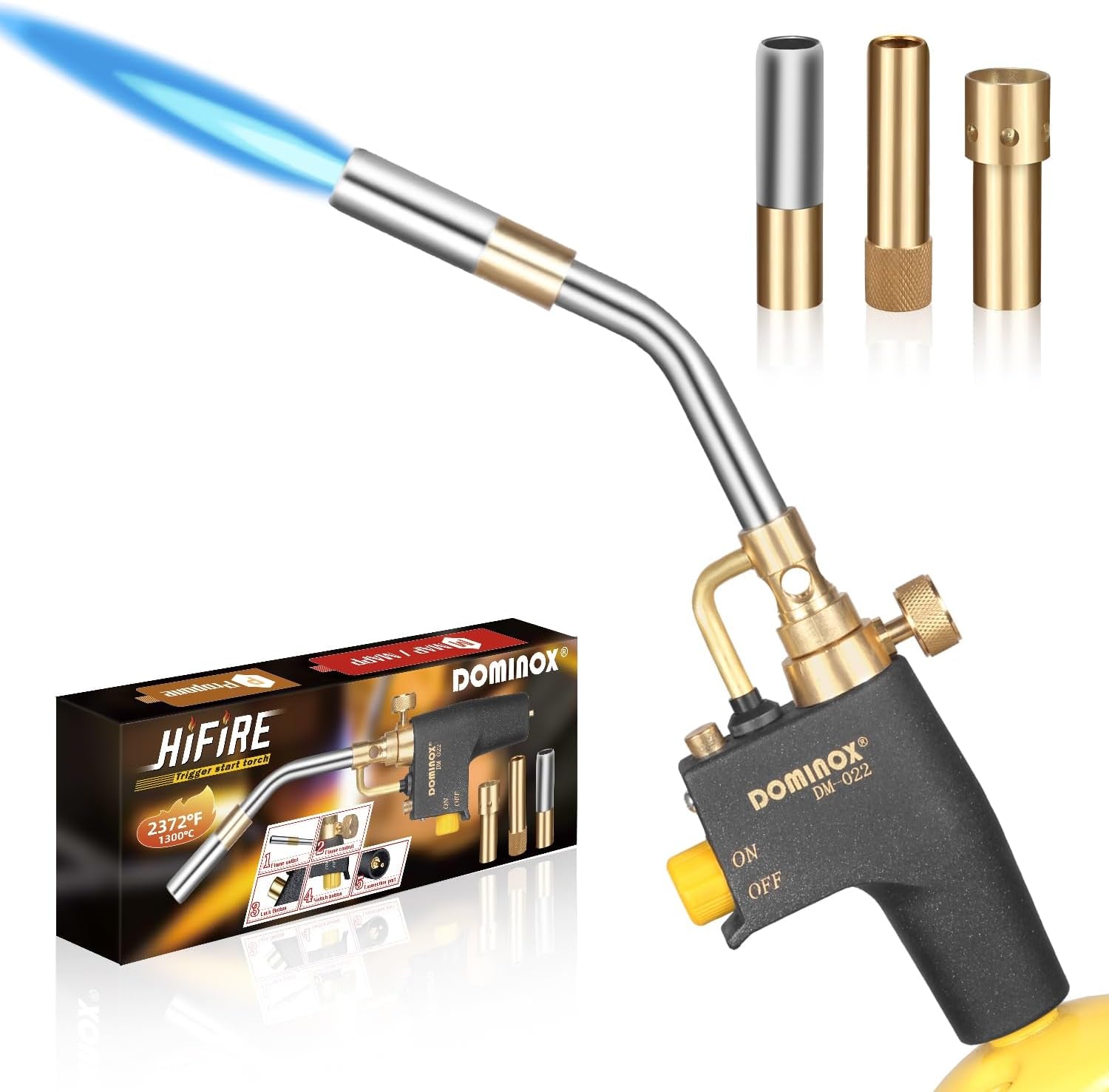 Propane Torch Head, High Intensity Torch Head Trigger Start Gas Torch, Map Gas Torch Kit for Propane, Map and Mapp Gas, Mapp Gas Torch for Soldering, Welding, Cooking (Not Included Gas Tank)