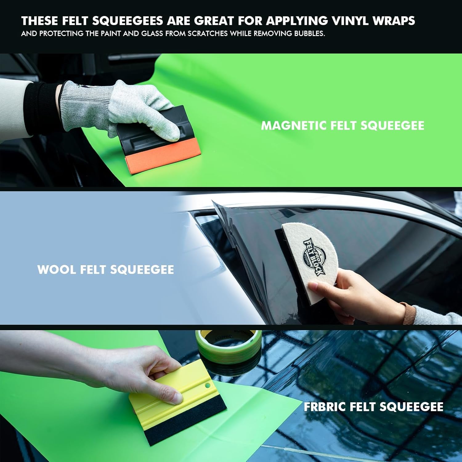 Vinyl Wrap Tool Kits Knife Less Tape 50M (164Ft), Felt & Card Squeegee, PPF Squeegee & Tucking Tool, Exacto Knife, Plastic Scraper, Gloves, Magnets for Car Wraps Wrapping Window Tint Kit