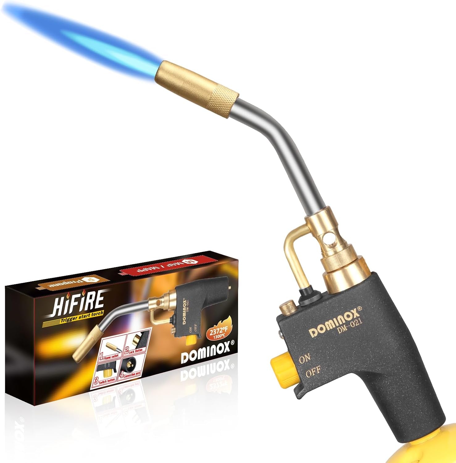 Propane Torch Head, High Intensity Torch Head Trigger Start Gas Torch, Map Gas Torch Kit for Propane, Map and Mapp Gas, Mapp Gas Torch for Soldering, Welding, Cooking (Not Included Gas Tank)