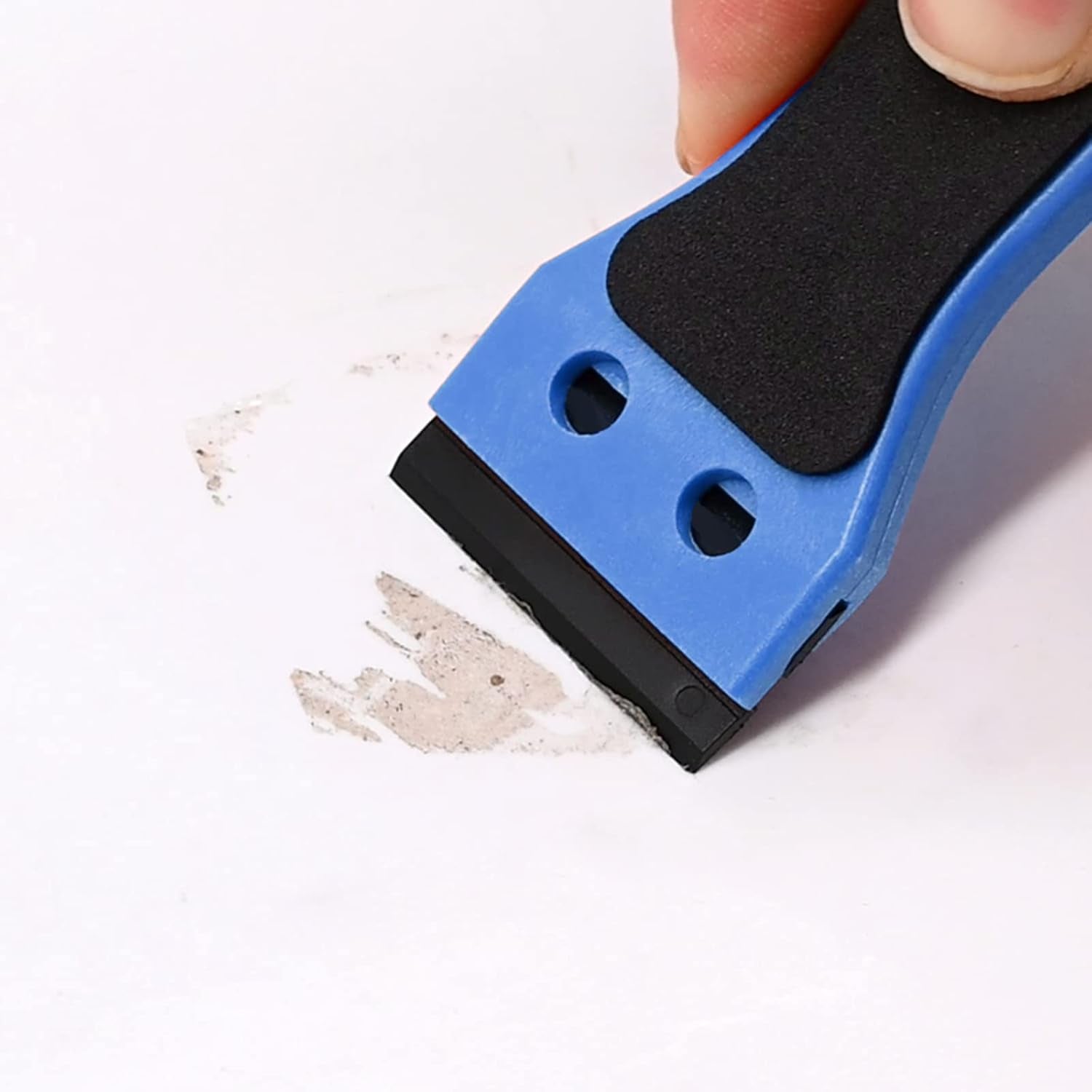 2Pcs Plastic Razor Scraper 6-Inch Long Handle Adhesive Remover Tool with 100 Double-Edge Blades for Window Tint Vinyl Scraper Decal Sticker Glue Remover (Blue)